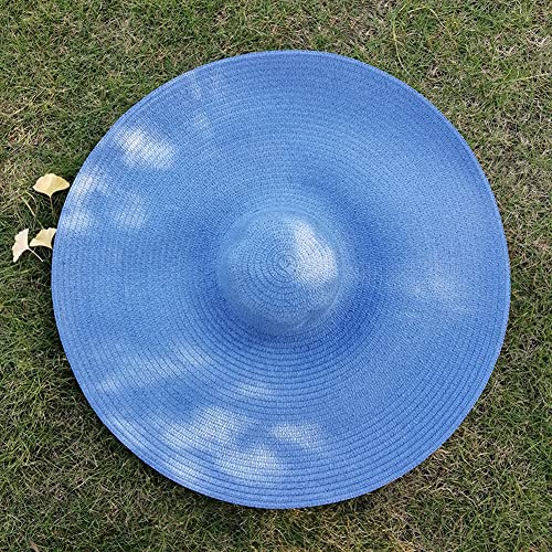 Oversized Beach Sun Hat for Women Foldable Large Wide Brim Hats Packable Roll up Floppy Cap Summer UV Protection Hat - color: Blue