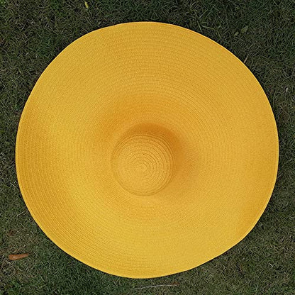 Oversized Beach Sun Hat for Women Foldable Large Wide Brim Hats Packable Roll up Floppy Cap Summer UV Protection Hat - color: Yellow