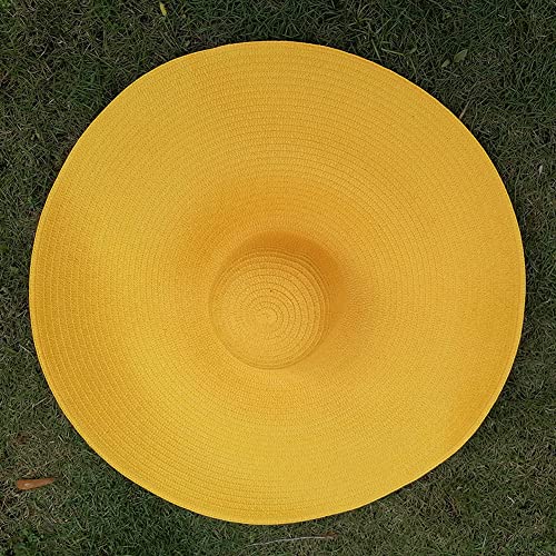 Oversized Beach Sun Hat for Women Foldable Large Wide Brim Hats Packable Roll up Floppy Cap Summer UV Protection Hat - color: Yellow