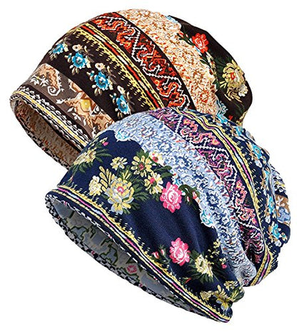XYIYI Womens Chemo Headwear Hats Cotton Slouchy Beanie Cap Scarf - color: Multicolor