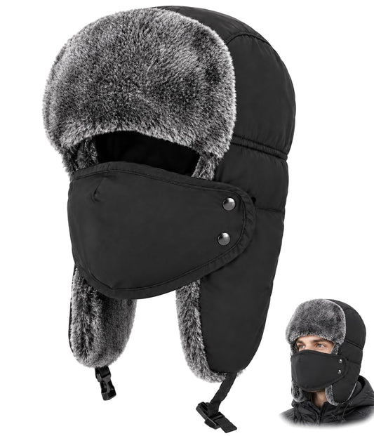mysuntown Warm Winter Hats for Women Men with Ear Flaps for Cold Weather - color: Black