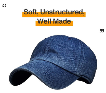 KBETHOS® Classic Washed Cotton Baseball Cap - color: Dark Denim