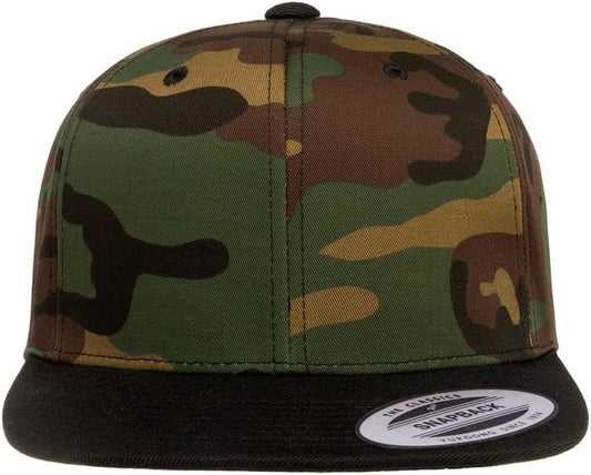 YP Classics 6089 Wool-Blended 6 Panel High Profile Flatbill Snapback Cap - color: Camo/Black