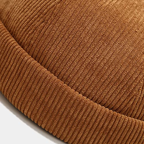 Stylish Corduroy No Brim Harbour Skull Cap with Strap - color: 99-green