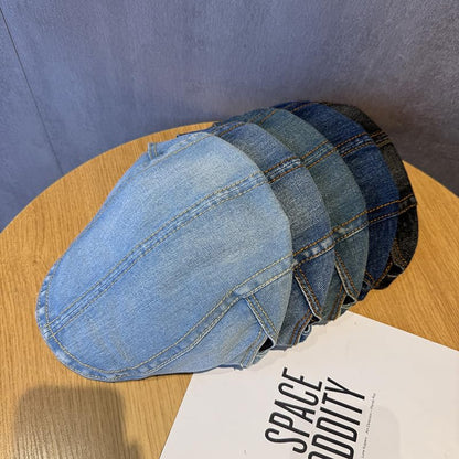 Quanhaigou Unisex Denim Newsboy Hats Flat Ivy Gatsby Cabbie Driving Berets Hat Cotton Dad Cap for Men Women - color: Washed Denim Light Blue