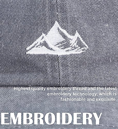 Dad Hat Baseball Cap Unisex Outdoor Unstructured Washed Soft Cotton Mountain Hat - color: Moutain, Grey