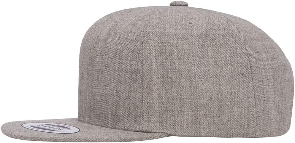 YP Classics 6089 Wool-Blended 6 Panel High Profile Flatbill Snapback Cap - color: Heather Grey