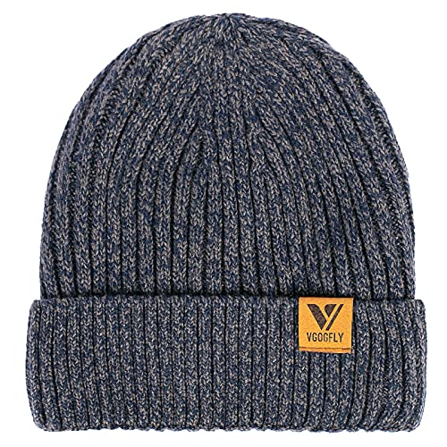 Vgogfly Lined Men Beanie Slouchy Knit Skull Cap Warm Stocking Hats Guys Women Striped Winter Beanie Hat - color: Mix Navy