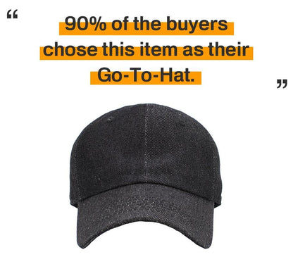 KBETHOS Classic Unisex Cotton Adjustable Low Crown Baseball Cap – Plain Dad Hat - color: Black Denim