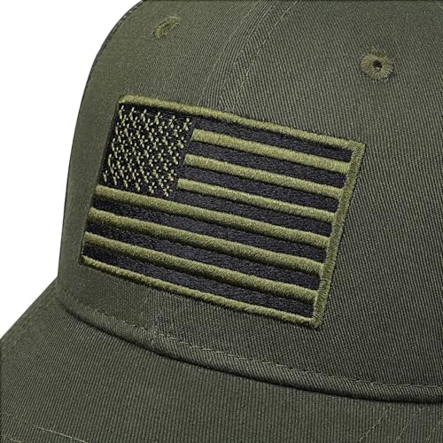 American Flag Baseball Cap for Men Women, Flag Embroidery & Adjustable Fit - color: Dark Green