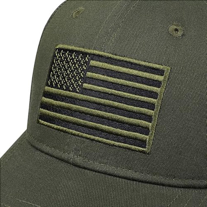 American Flag Baseball Cap for Men Women, Flag Embroidery & Adjustable Fit - color: Dark Green