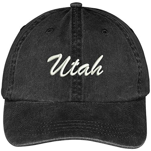 Trendy Apparel Shop Utah State Embroidered Low Profile Adjustable Cotton Cap - color: Black