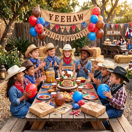 SATINIOR 12 Set Kids Cowboy Hats Bulk with Bandanas - color: Multicolors