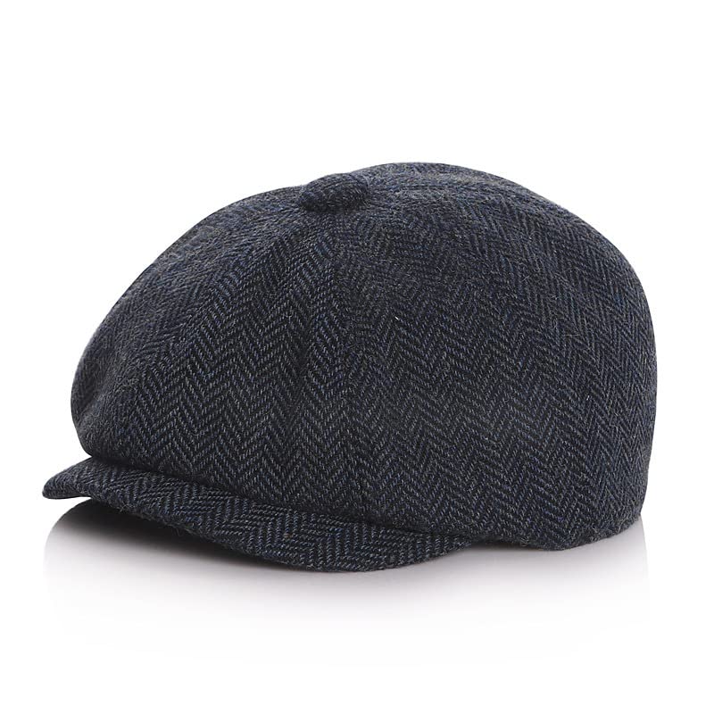 Kid's 20s Winter Newsboy Cap - Knitted Beret Peaked Hat for Boys Girls 4 to 9 Years - color: Navy Blue