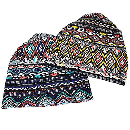 XYIYI Womens Chemo Headwear Hats Cotton Slouchy Beanie Cap Scarf - color: 2pcs Geometry-j