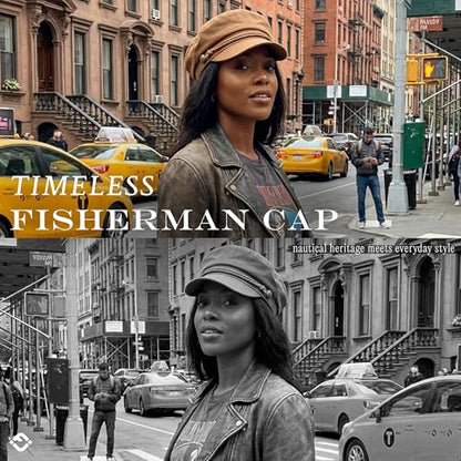 Funky Junque Greek Fisherman Newsboy Cap, Cotton Captains Bakerboy Hat - color: Taupe