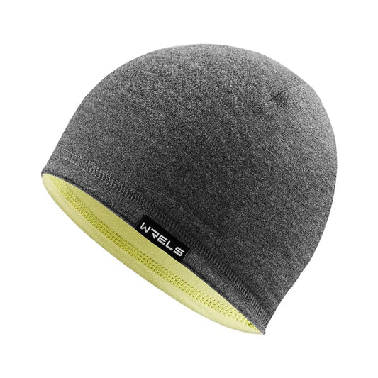 WRELS Reversible Winter Running Hat Soft Stretch Thermal Cycling Skull Cap for Women Men Double Sided Sports Hat - color: A Reversible Hat (Yellow/Grey）