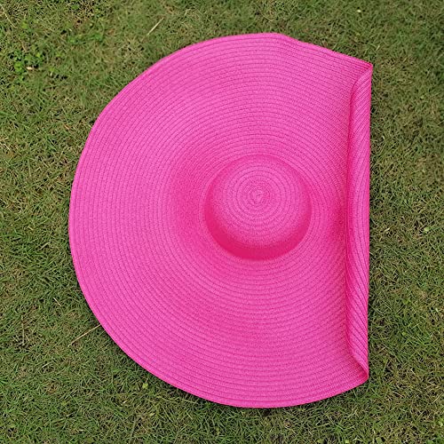 Oversized Beach Sun Hat for Women Foldable Large Wide Brim Hats Packable Roll up Floppy Cap Summer UV Protection Hat - color: Rose