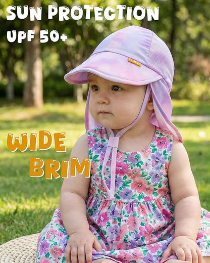 Baby Sun Hat with Breathable Mesh, UPF 50+ Boys Girls Toddler Swim - color: Tie-die, size: 6-24 Months