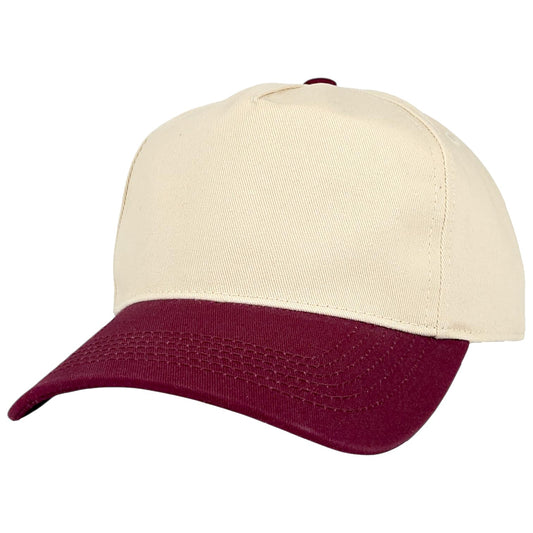 E BY ELIDAN Two Tone A-Frame Trucker Hat, 5-Panel Blank Baseball Snapback - color: Stone Burgundy