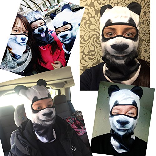 WTACTFUL 3D Animal Ears Balaclava, Breathable Face Mask for Halloween - color: Panda Meb-01