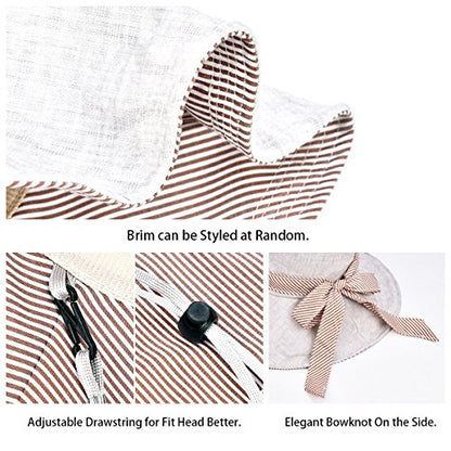 Sun Hats for Women Roll-up Wide Brim Summer Beach Hat Foldable Floppy Cotton Hat - color: Black Cotton