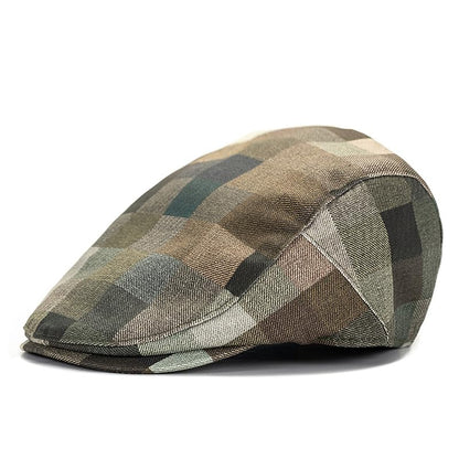 GIBZ Men's Plaid Newsboy Cap Retro Driving Flat Hat Adjustable - color: Green