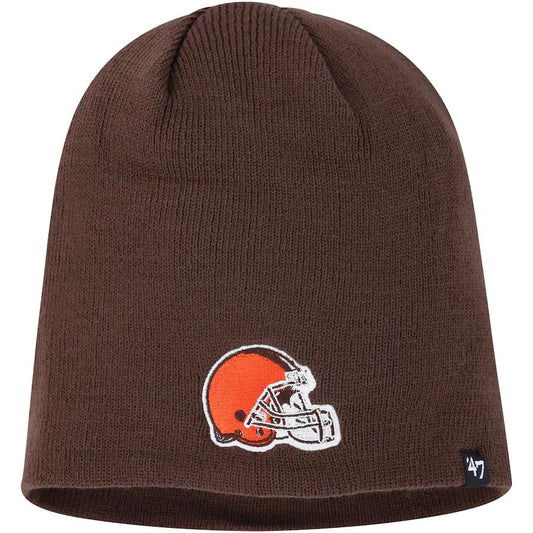 47 Cuffless Winter Beanie Hat - NFL, One Size Fits Most, Knit Skull Toque Cap - style: Cleveland Browns