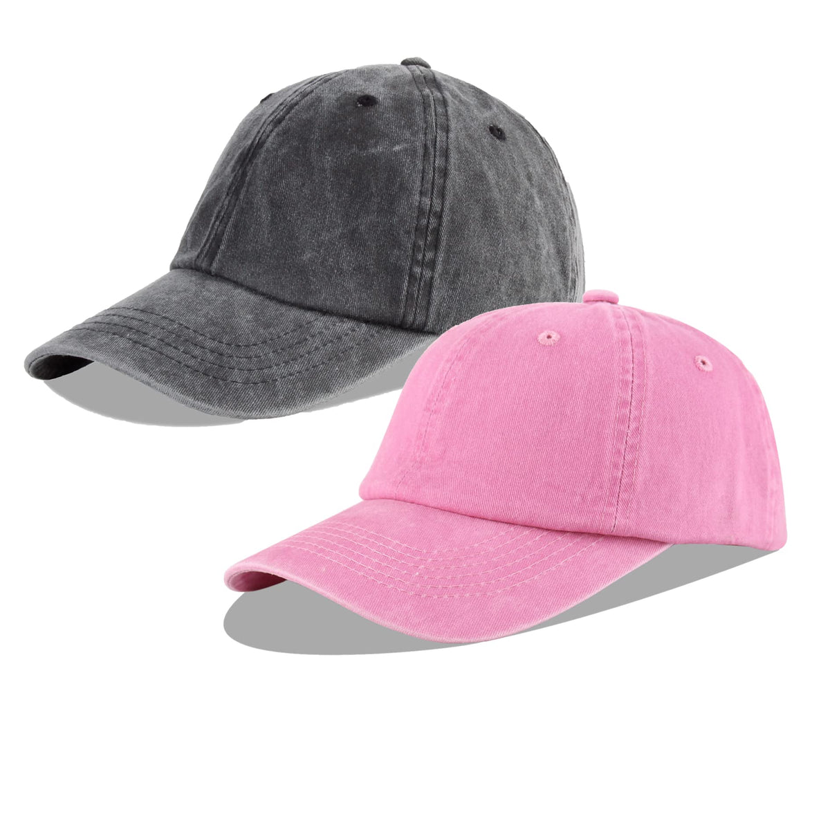 LANGZHEN Unisex Baseball Cap 100% Cotton Fits Men Women Washed Denim Adjustable Dad Hat - color: Black+pink