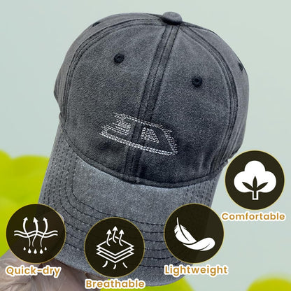 Plam Trees Hats Embroidered Washed Cotton Baseball Cap for Men Women Distressed Black Snapback Baseball Hat Adjustable - color: Letter D