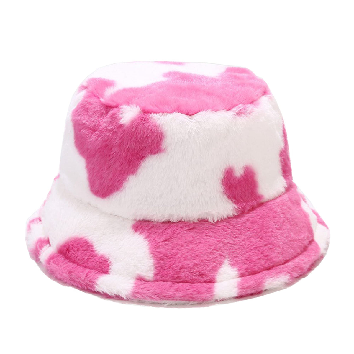 Dirholl Women's Winter Faux Fur Fuzzy Warm Bucket Hat - color: Cow Pattern Brown