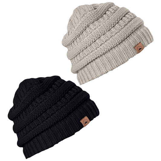 Tough Headwear Slouchy Beanie Hat - Itch-Free Winter Hats for Women - Stretchable Beanies for Women - Acrylic Winter Gear - color: Merino Wool - Dark Gray