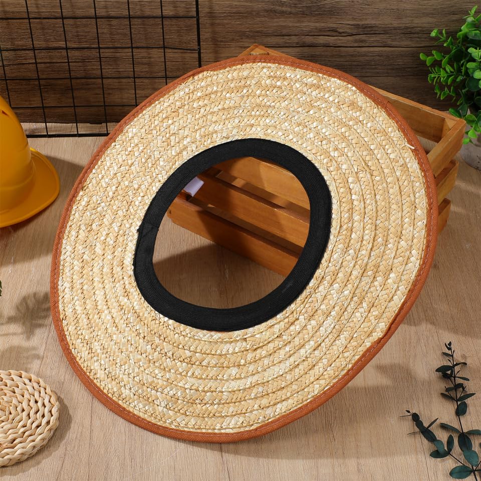 Hard Hat Sun Shade Straw Visor for Workers Large Brim Breathable Sun Protection Lightweight and Universal Fit Hard Hat Accessory for Outdoor Construction