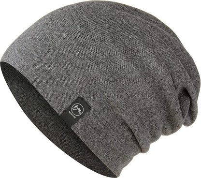 BISMAADH Unisex Soft Cotton Fashion Slouchy Beanie Headwear Skull Hair Cover Sleep Cap Hat for Frizzy Natural Curly Hair - color: Milange Dark Grey