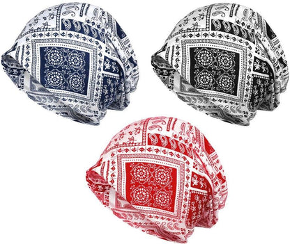 XYIYI Womens Chemo Headwear Hats Cotton Slouchy Beanie Cap Scarf - color: 3pcs Black Red Blue-x