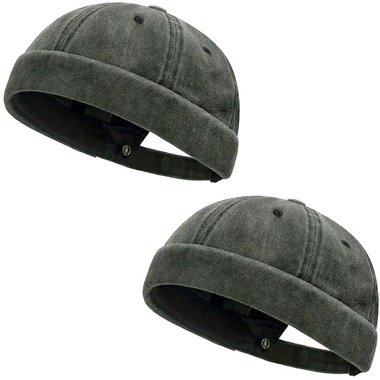 Initlove Docker Hat for Men Vintage Brimless Sailor Hat Beanie Cap - color: Coffee + Coffee