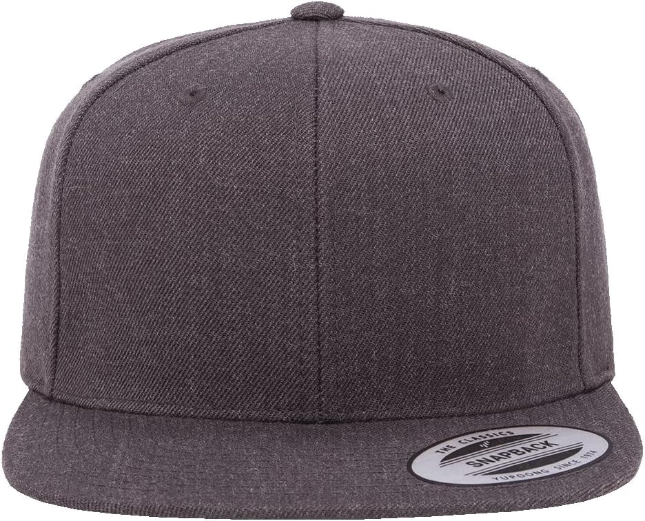 YP Classics 6089 Wool-Blended 6 Panel High Profile Flatbill Snapback Cap - color: Dark Heather