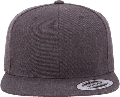 YP Classics 6089 Wool-Blended 6 Panel High Profile Flatbill Snapback Cap - color: Dark Heather