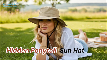 Wide Brim Waterproof Bucket Rain Hat for Women Men UPF50+ Cowboy Sun Hat - color: Off-white