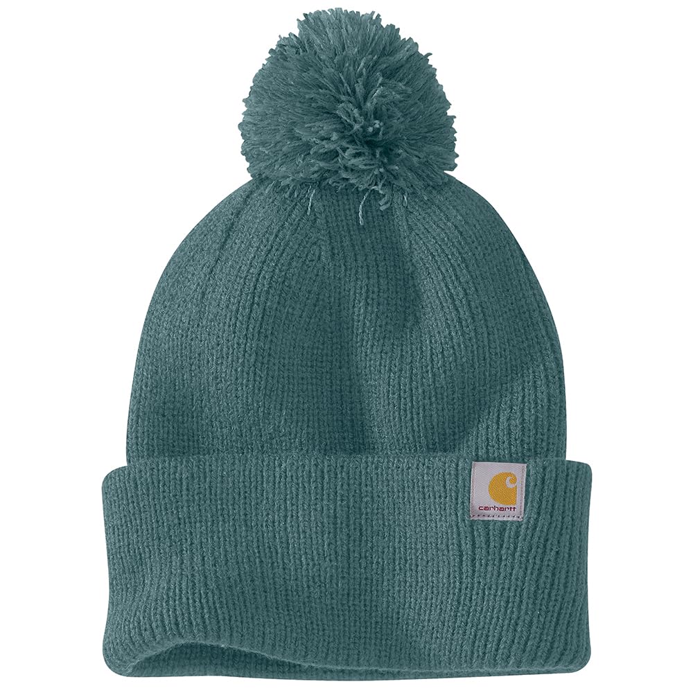 Carhartt Women's Knit Pom-Pom Cuffed Beanie - color: Sea Pine