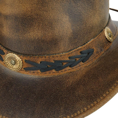 HADZAM Leather Cowboy hat Shapeable into Outback hat, Australian Hats for Men & Women - color: Brown, size: Medium