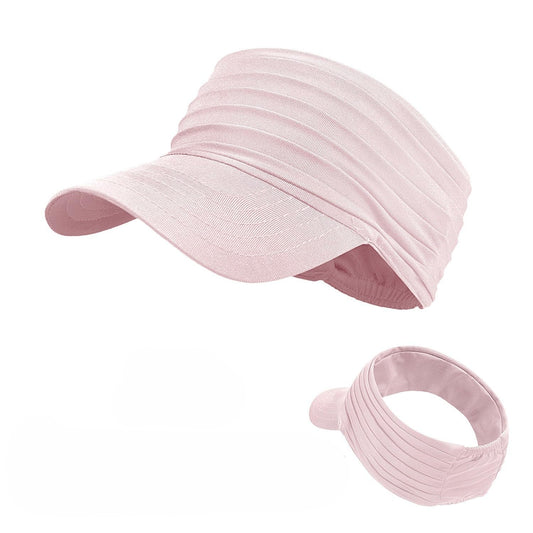 Visor Hats for Women Men Beach Sun UV Protection Wide Brim Lightweight with Ponytail - color: Rose Red