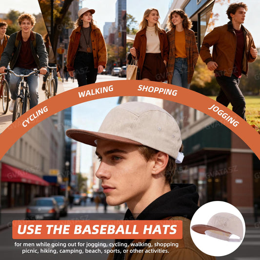 5 Panel Baseball Cap Color Stitching Flat Brim Hat Vintage Snapback Hats for Men Hip Hop Street Style Skateboard Hat - color: Mg-pym2583-red