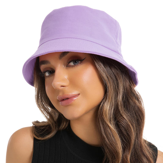 Wheebo Solid Color Bucket Hat for Women Summer Beach Fishmen Hat for Lady Adult Unisex Cotton Cap…… - color: A-sc-lavender