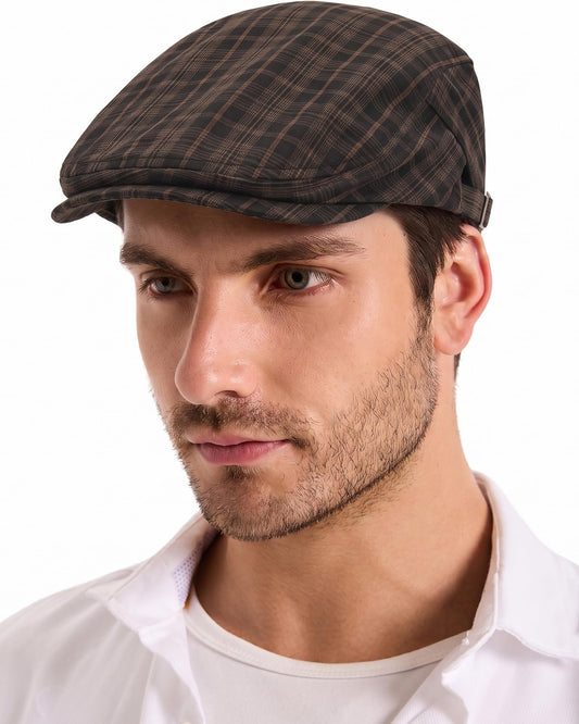 ZLYC Men Summer Flat Cap Scally Ivy Gatsby Newsboy Beret Driver Hat - color: Plain Navy