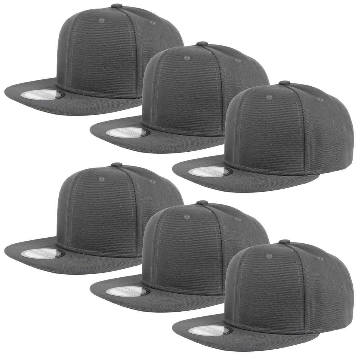 Gelante Plain Blank Flat Brim Adjustable Snapback Baseball Caps LOT 6 Pack - color: Navy