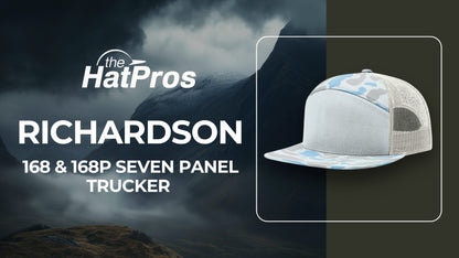 Richardson 168 Hi-Pro 7 Panel Adjustable Snapback Trucker Mesh Back Cap - color: Pale Khaki/Loden