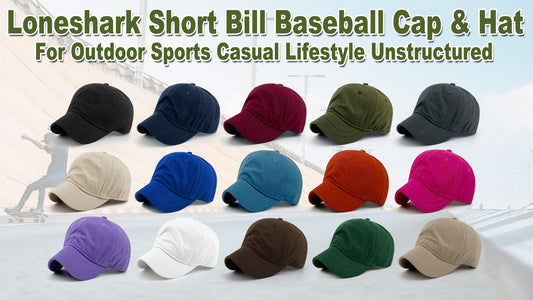 Loneshark Short Brim Baseball Cap for Running Small Bill Umpire Hat - color: Khaki